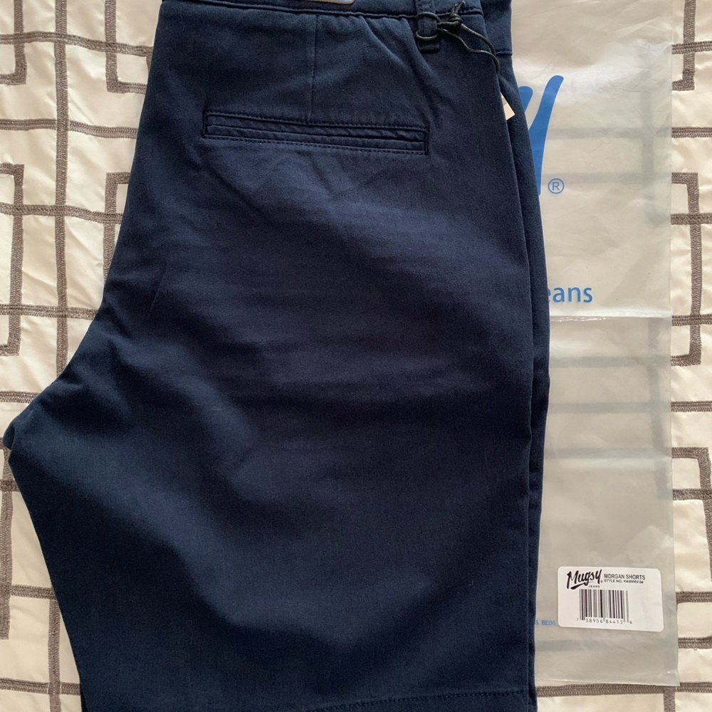 Mugsy Men's Morgan Shorts, Navy Blue, Size 34, 7" Inseam, Stretch, Chino Casual